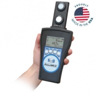 A hand holding the XRP-3000 AccuMAX™ Digital Radiometer / Photometer